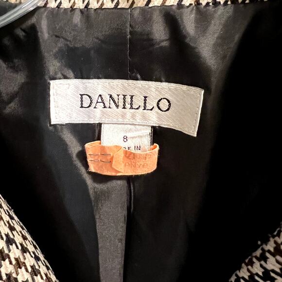 Danillo Women's Houndstooth Long Sleeve Blazer Jacket Sz 8 Black Brown Career - Picture 4 of 12